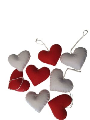 Hartjes Rood en Wit Vilt 10 stuks