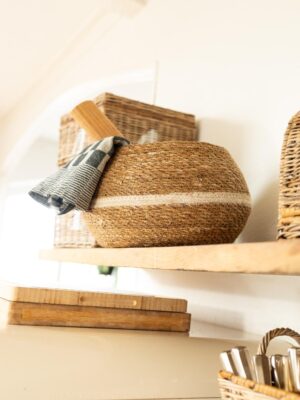 Luna Mand Rond Laag Naturel/Wit