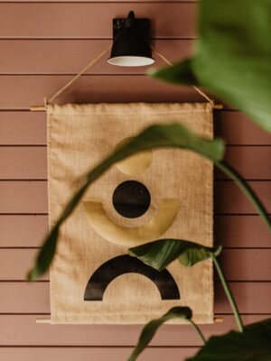 Jute Wanddoek Levi Zwart en Goud