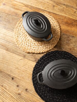 Jute Pannenonderzetter zwart