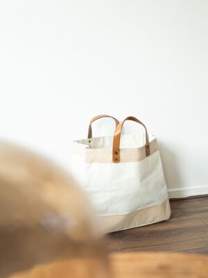 Jute Shopper Deluxe Naturel/Wit